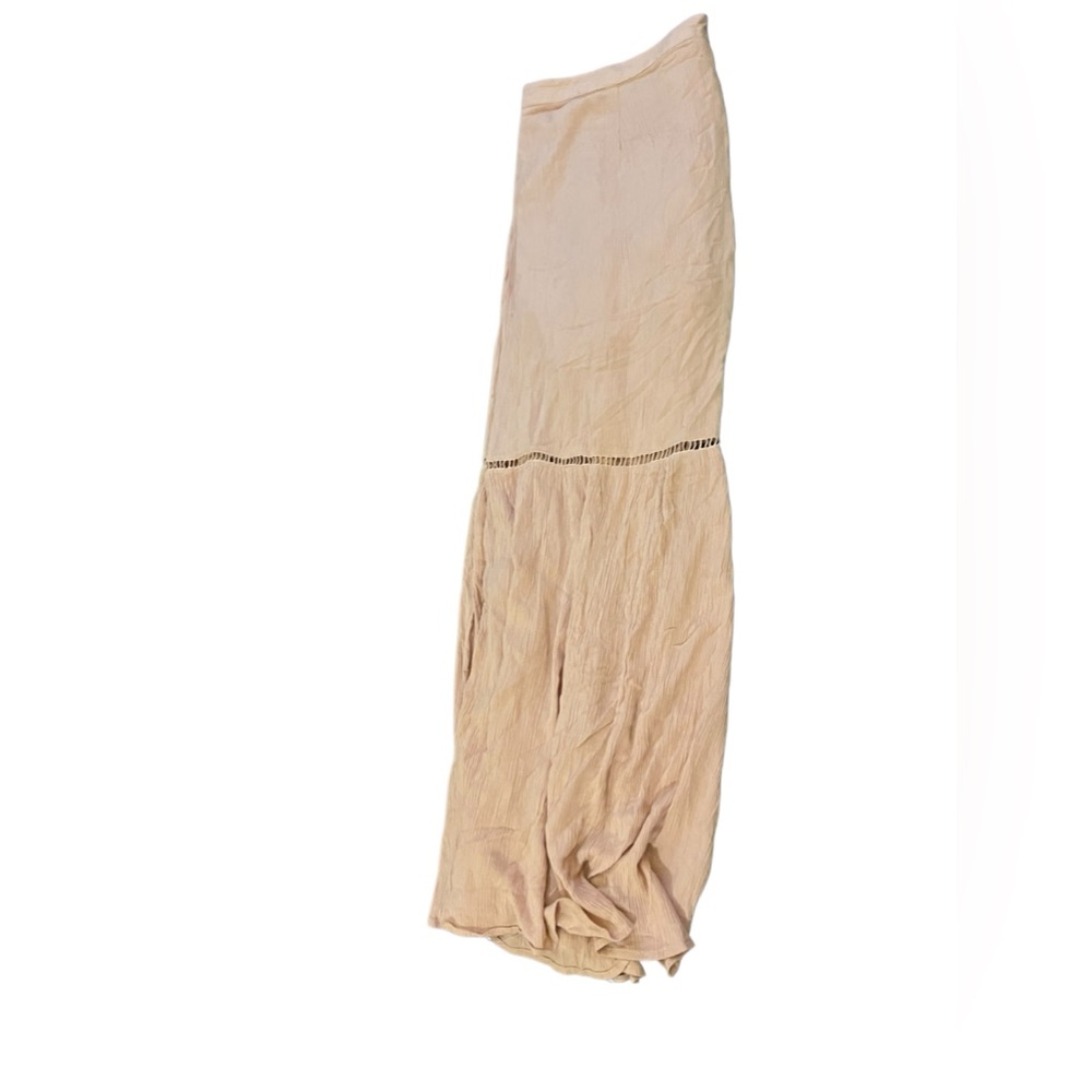 Pink lined maxi skirt with slit, lined size 14 - 100% viscose cotton